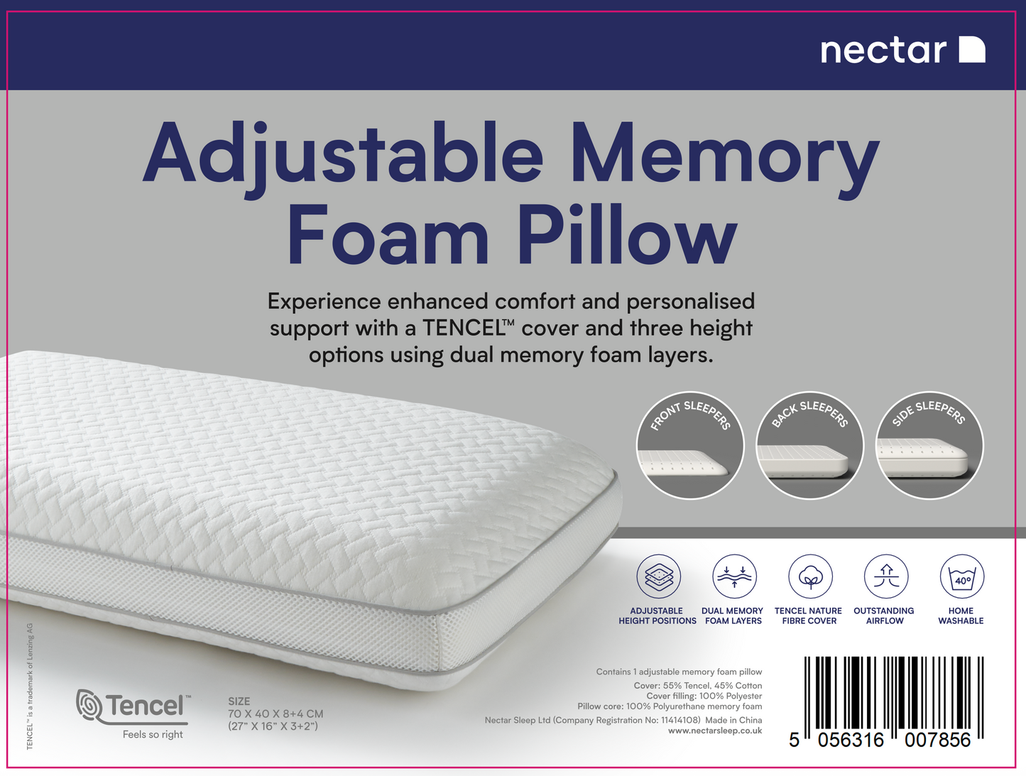 ADJUSTABLE MEMORY FOAM PILLOW