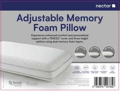 ADJUSTABLE MEMORY FOAM PILLOW